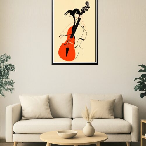 Modern Cello Woman Poster – Minimalist Musician Vector Art Print picture