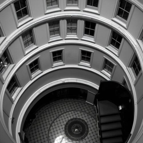 Architectural Spiral – Monochrome Stairwell Geometry picture