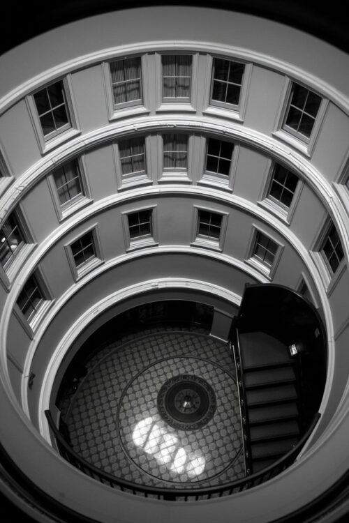 Architectural Spiral – Monochrome Stairwell Geometry picture