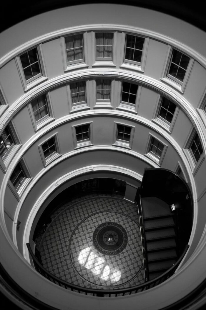 Architectural Spiral – Monochrome Stairwell Geometry picture