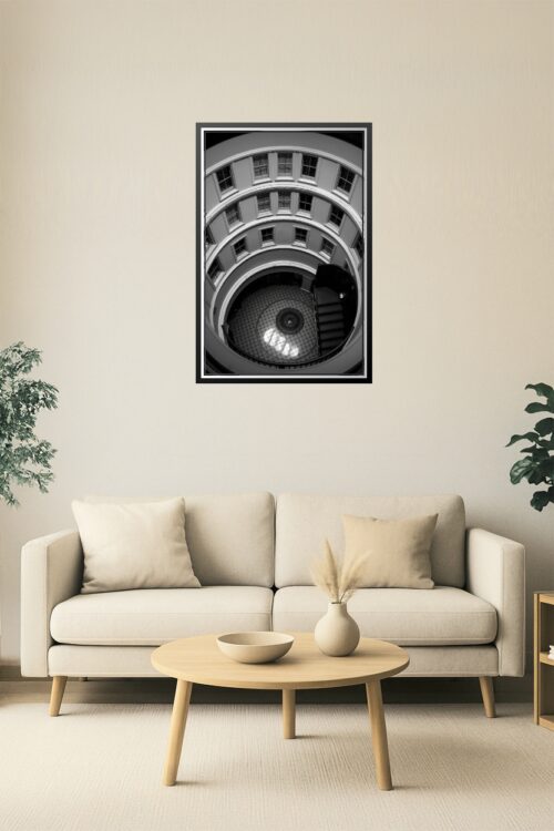 Architectural Spiral – Monochrome Stairwell Geometry picture
