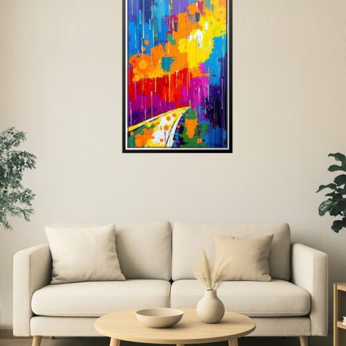 Neon Dreams – Abstract Drip and Splash Road Poster picture