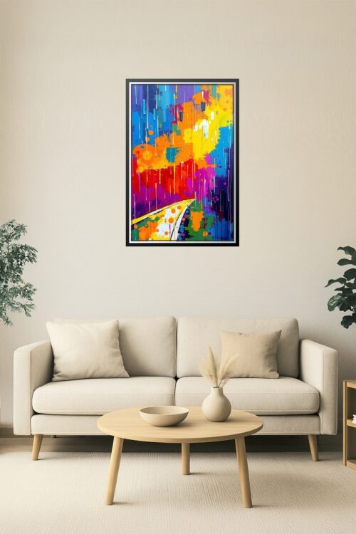 Neon Dreams – Abstract Drip and Splash Road Poster picture