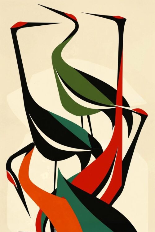 Abstract Crane Dance Art Deco Poster picture