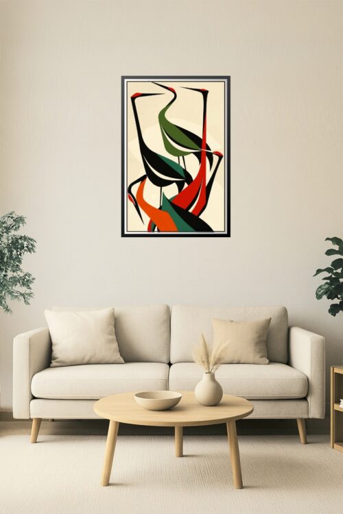 Abstract Crane Dance Art Deco Poster picture