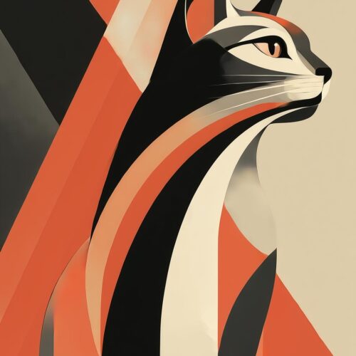 Geometric Cat Art Deco Poster picture