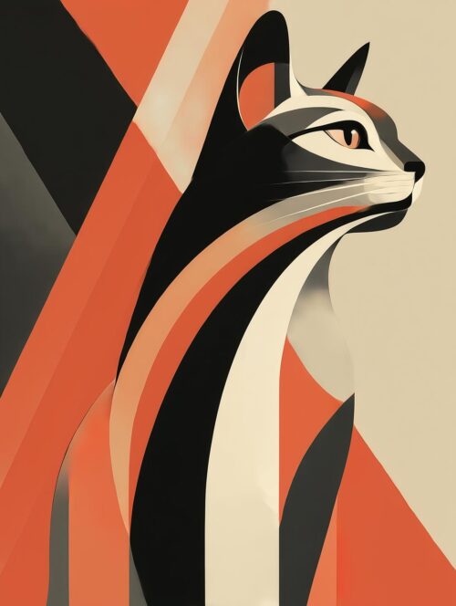 Geometric Cat Art Deco Poster picture