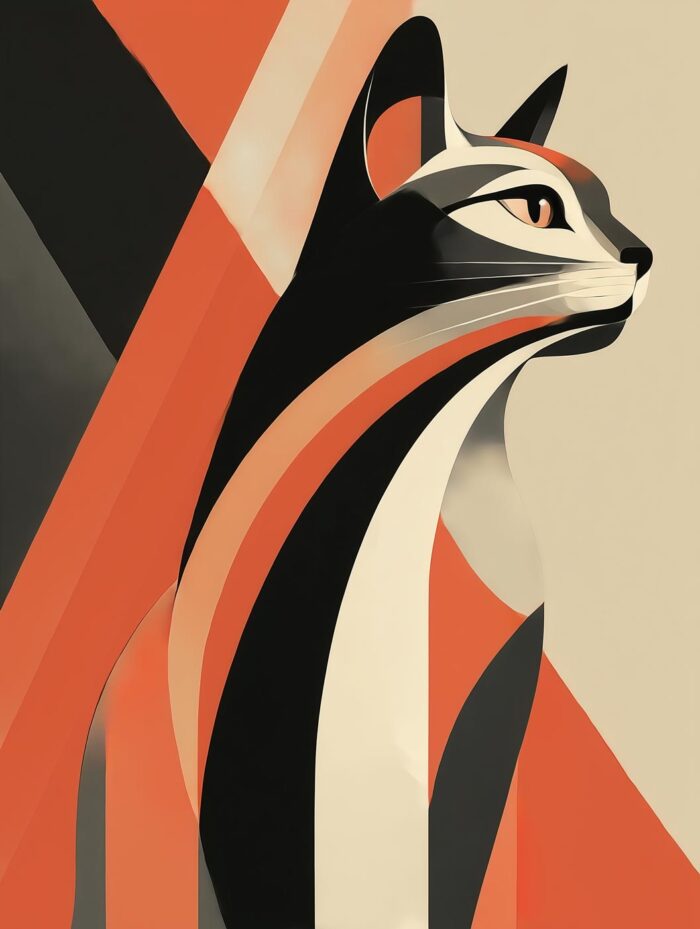 Geometric Cat Art Deco Poster picture