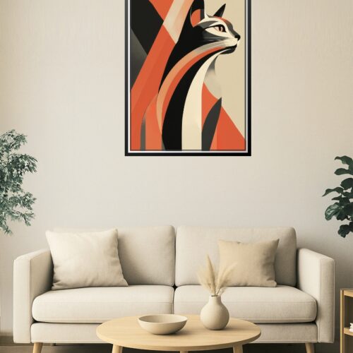 Geometric Cat Art Deco Poster picture