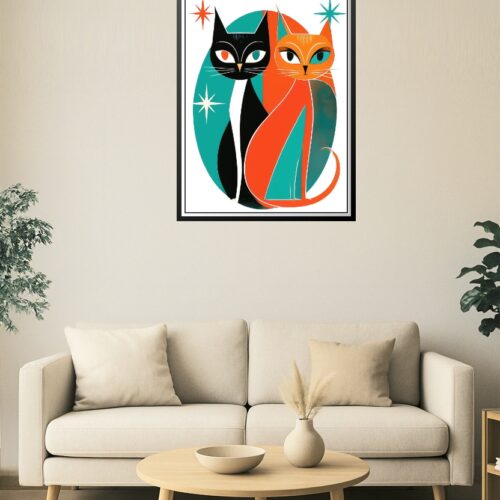 Mid-Century Modern Cat Duo Poster picture