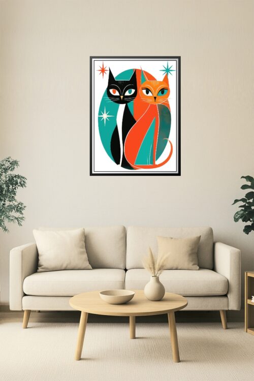 Mid-Century Modern Cat Duo Poster picture