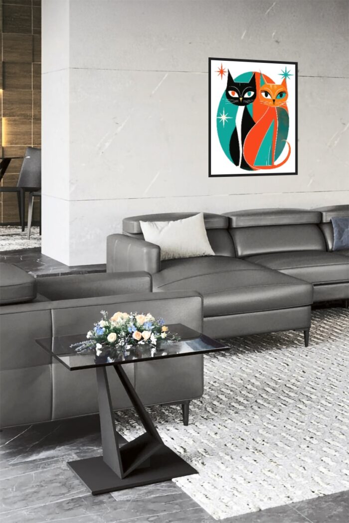 Mid-Century Modern Cat Duo Poster picture