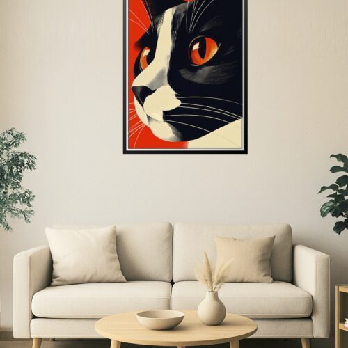 Close-Up Tuxedo Cat Modern Art Poster picture