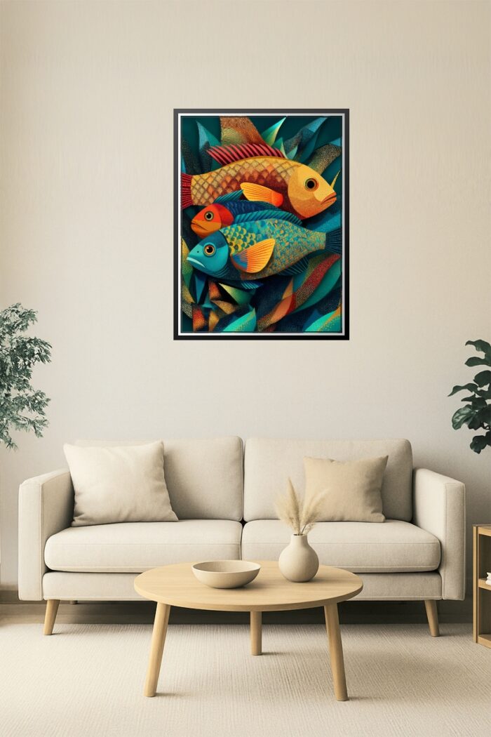 Colorful Tropical Fish Modern Illustration Poster picture