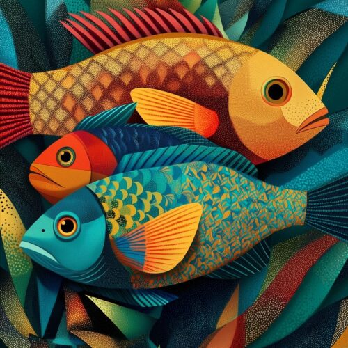 Colorful Tropical Fish Modern Illustration Poster picture