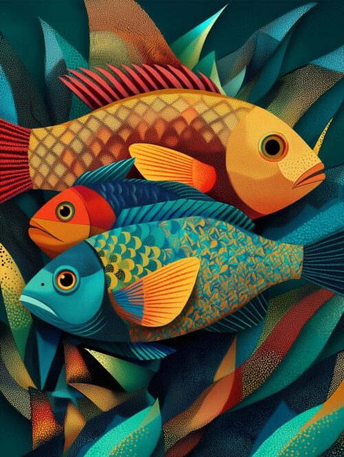Colorful Tropical Fish Modern Illustration Poster picture