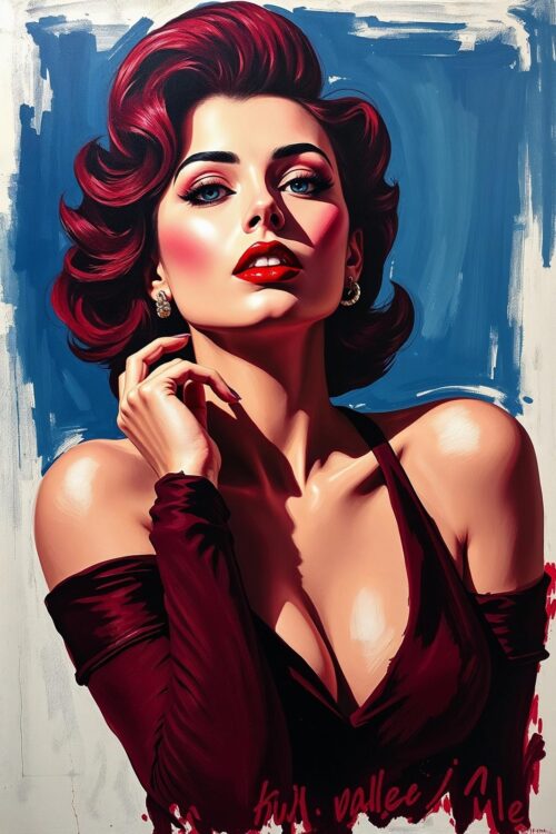 Scarlet Glamour – Vintage Hollywood Portrait Poster picture
