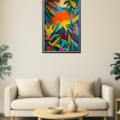 Tropical Radiance – Vibrant Jungle Sunset Poster picture