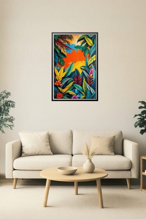 Tropical Radiance – Vibrant Jungle Sunset Poster picture
