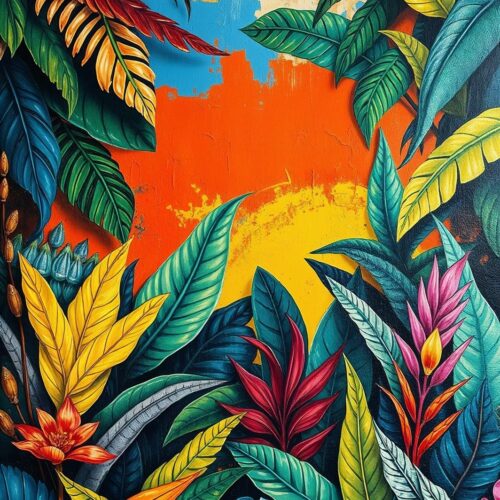 Tropical Radiance – Vibrant Jungle Sunset Poster picture