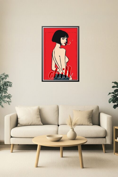 Chill – Minimalist Pop Art Woman with Cigarette Poster picture