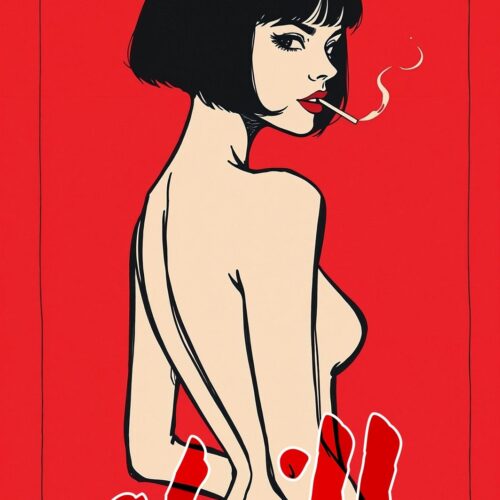 Chill – Minimalist Pop Art Woman with Cigarette Poster picture