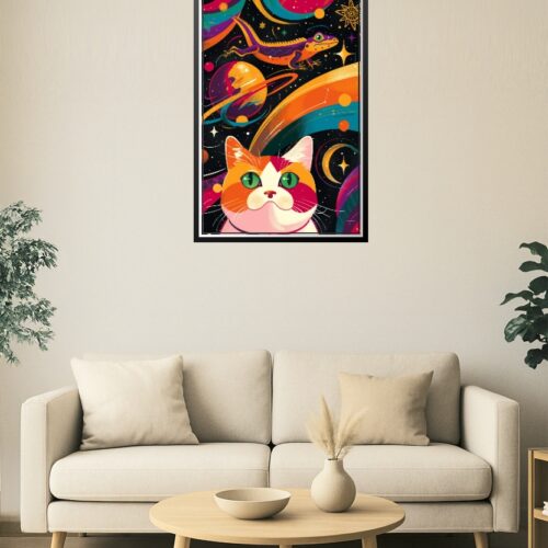 Cosmic Companions – Space Cat and Lizard Poster picture