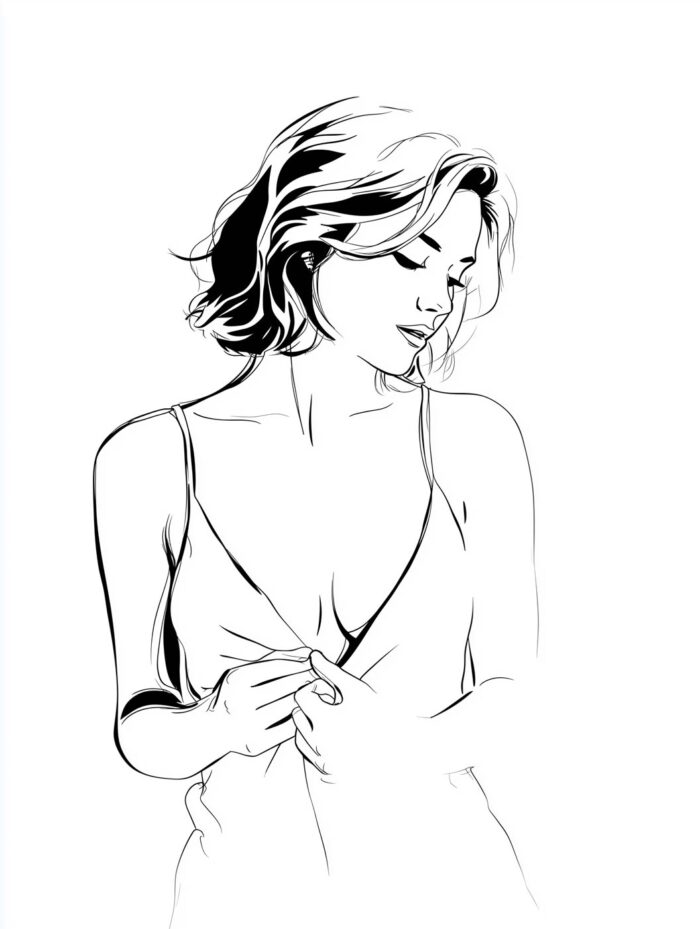 Gentle Lines – Minimalist Woman Sketch Poster picture