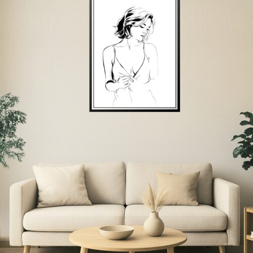 Gentle Lines – Minimalist Woman Sketch Poster picture