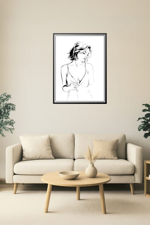 Gentle Lines – Minimalist Woman Sketch Poster picture