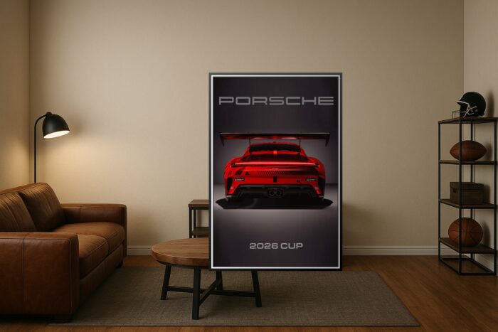 Porsche 911 – 2026 Cup Rear View Racing Poster picture