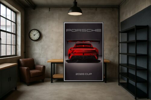 Porsche 911 – 2026 Cup Rear View Racing Poster picture
