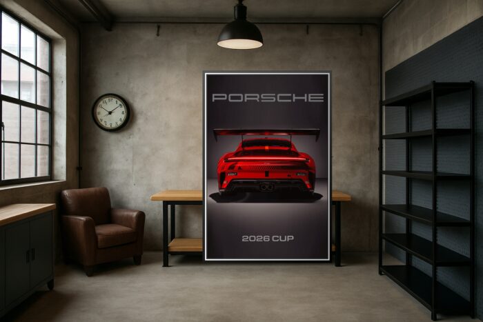 Porsche 911 – 2026 Cup Rear View Racing Poster picture