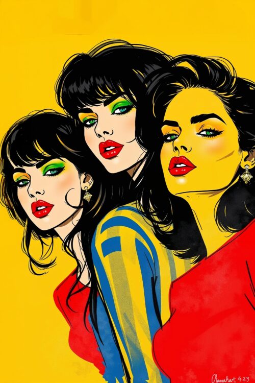 Triple Glam – Bold Pop Art Women Portrait Poster picture