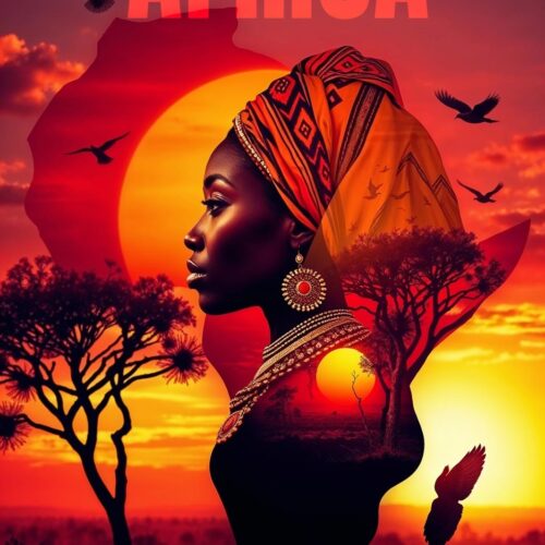 Africa Rising – Cultural Heritage and Sunrise Poster picture