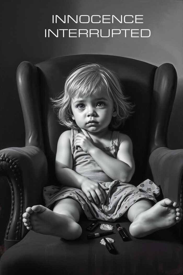 Innocence Interrupted – Hyperrealistic Black and White Portrait Poster picture