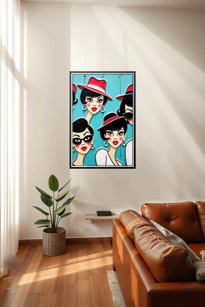 Retro Pop Art Woman Portraits Wall Poster – Vintage Cartoon Style picture