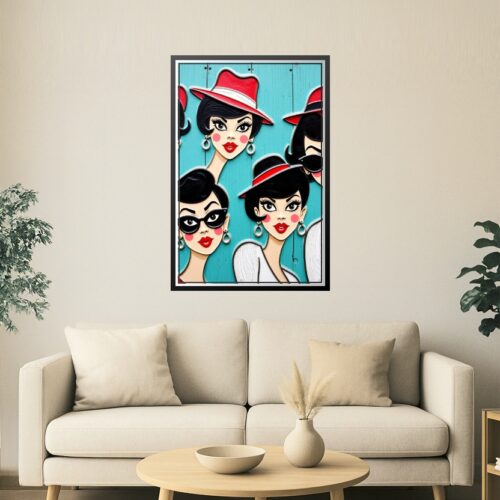 Retro Pop Art Woman Portraits Wall Poster – Vintage Cartoon Style picture