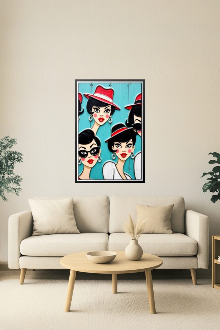 Retro Pop Art Woman Portraits Wall Poster – Vintage Cartoon Style picture