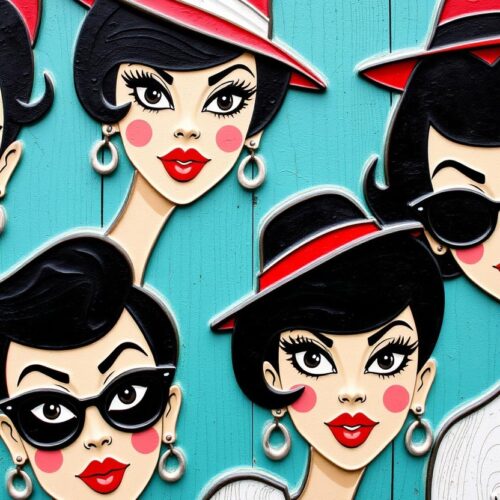 Retro Pop Art Woman Portraits Wall Poster – Vintage Cartoon Style picture
