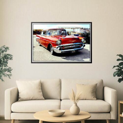 1957 Chevrolet Bel Air Classic Car Poster – Vintage Photography Art Print picture
