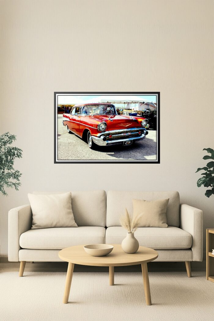 1957 Chevrolet Bel Air Classic Car Poster – Vintage Photography Art Print picture