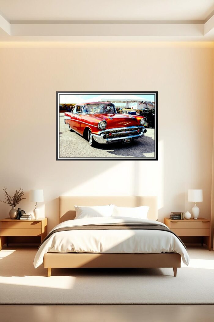 1957 Chevrolet Bel Air Classic Car Poster – Vintage Photography Art Print picture