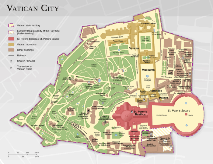 31x24in Poster Vatican City map English