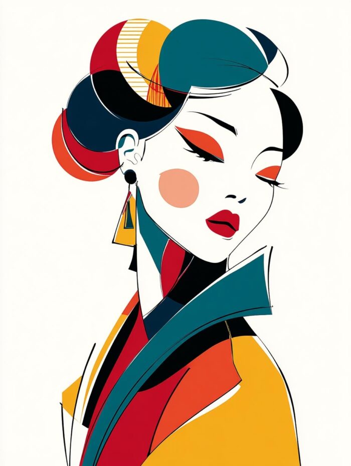 Modern Pop Art Asian Woman Elegance Poster picture