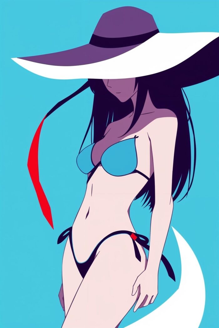 Anime Pop Art Poster – Woman with Sun Hat picture