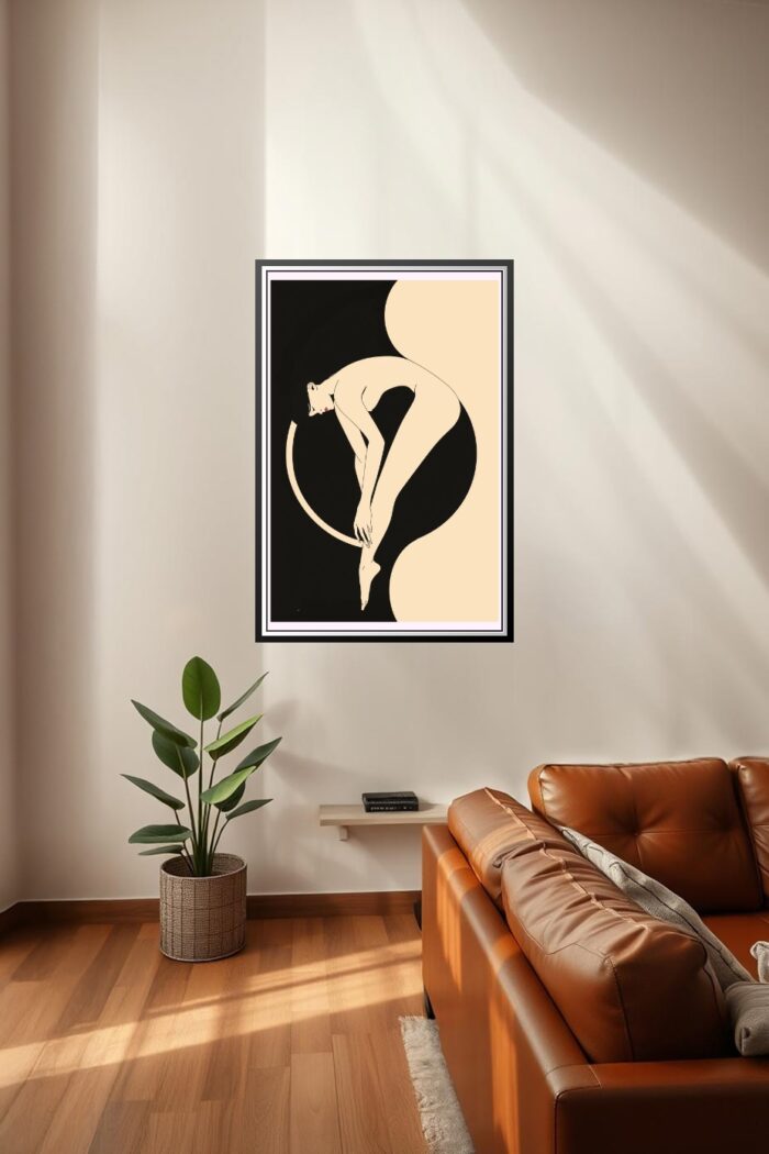 Minimalist Art Deco Bare Woman Silhouette Poster – Elegant Modern Wall Art picture