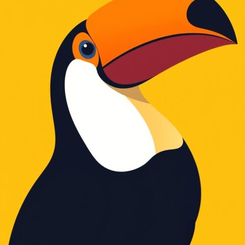 Minimalist Pop Art Print - Toucan on Yellow picture