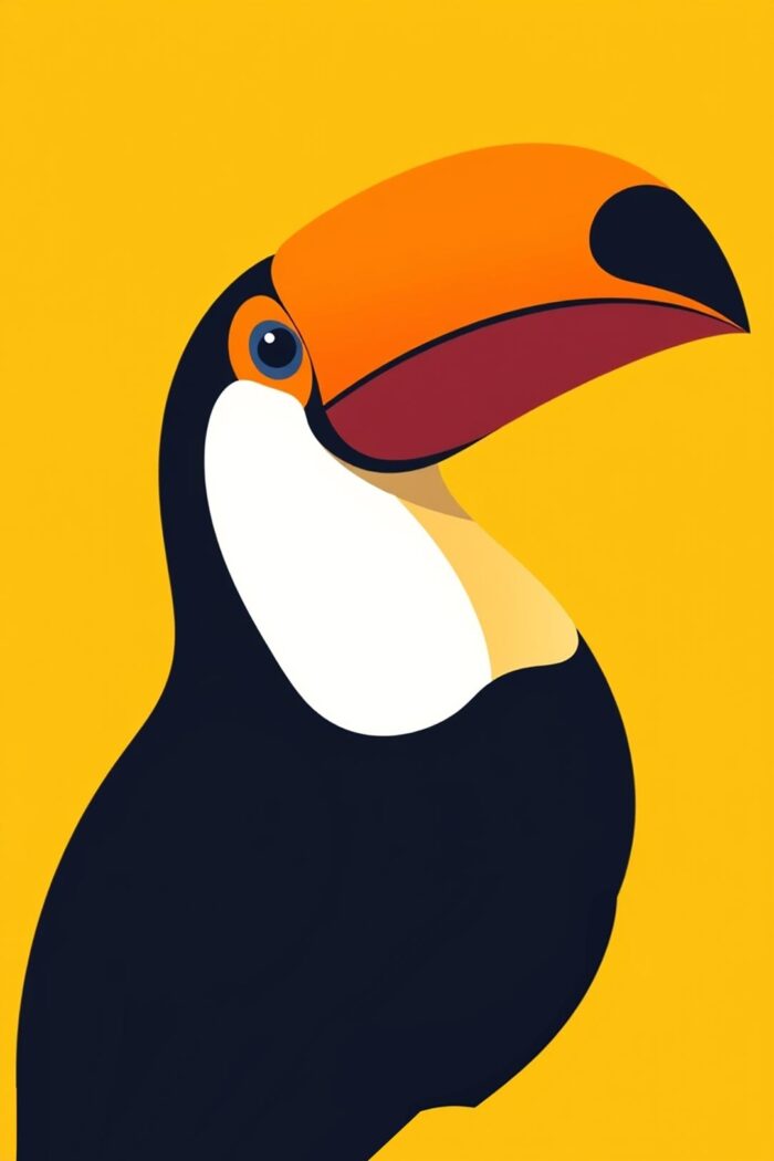 Minimalist Pop Art Print - Toucan on Yellow picture
