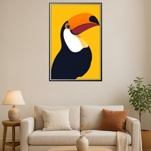 Minimalist Pop Art Print - Toucan on Yellow picture
